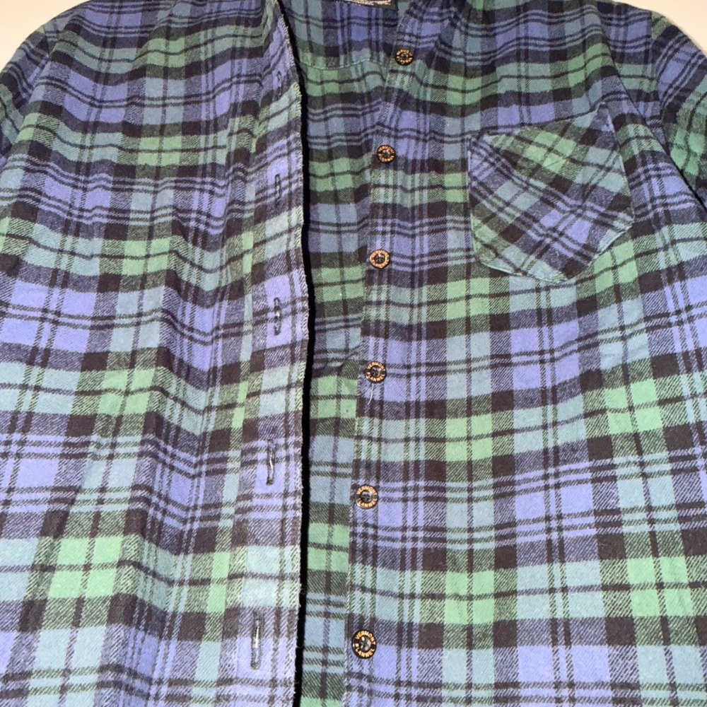 The Vermont Flannel Co Button Down Mens XS Green Blue Cotton Flannel - Picture 3 of 5